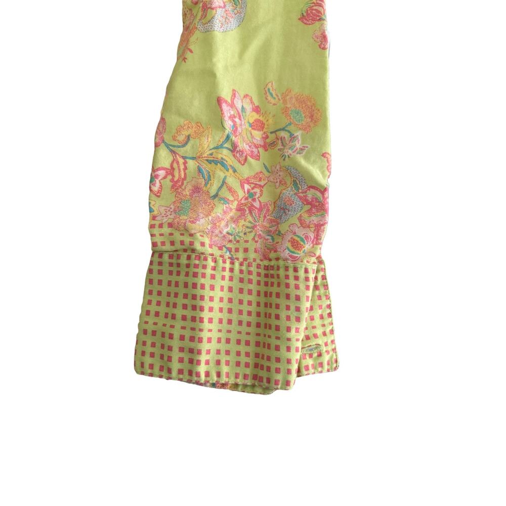 Natori Women's M Green Floral Paisley Tunic Blouse Long Sleeve Button Top - Picture 4 of 12